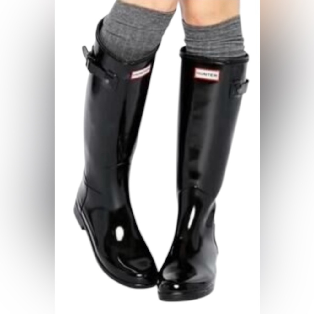 Hunter Women’s Original Tour Gloss Black Rain Boots Black Size 6